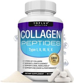 Toplux Multi Collagen Peptides Pills 1800 Mg Complex - Type I, II, III, V, X Premium Collagen Complex for Better Skin & Hair, Strong Joint, Hydrolyzed