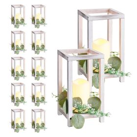 12 Set/36 Pcs Wooden Wedding Lantern Centerpiece