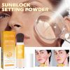 SPF50 PA++ Sunscreen Setting Powder Brush, Oil Control Matte Transparent Loose Powder, Portable Mineral Sun Protection Powder