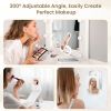 Travel Makeup Mirror with Lights, Portable 1X Vanity Mirror with 5X Lighted Magnification,72 LEDs 3 Color Lights, Rechargeable 1000mAh Battery