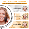 8-inch Makeup Mirror with Lights, Double Sided 1X/10X Magnifying Mirror, 3 Color Lighting Dimmable Vanity Mirror with 360Â° Swivel