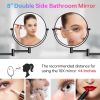 8-inch Wall Mounted Makeup Vanity Mirror, Height Adjustable, 1X / 10X Magnification Mirror, 360Â° Swivel with Extension Arm